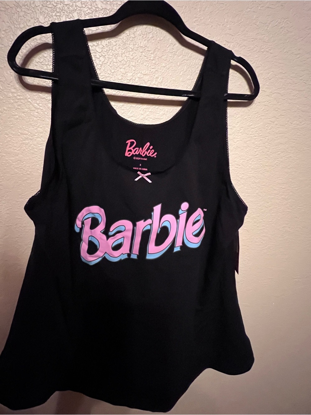 BRAND NEW Barbie Black Tank Top with Pink Logo